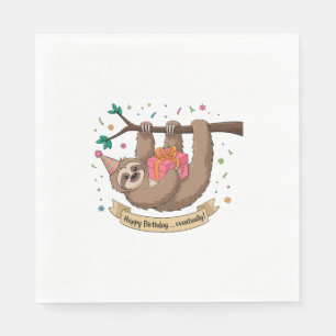 Niedlich Funny Sloth Happy Birthday Serviette