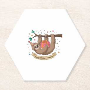 Niedlich Funny Sloth Happy Birthday Untersetzer