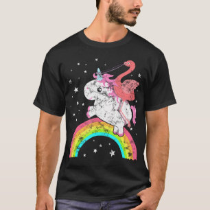 Niedlich Funny Unicorn Flamingo Regenbogen Sterne  T-Shirt