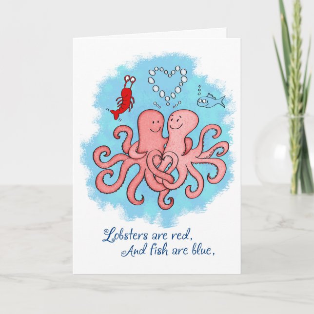 Niedlich Funny Valentinstag Octapus Couple Feiertagskarte (Vorderseite)