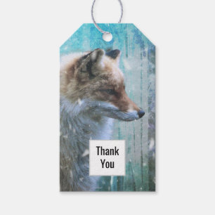 Niedlich Furry Fox auf Blue Grunge Hintergrund Dan Geschenkanhänger