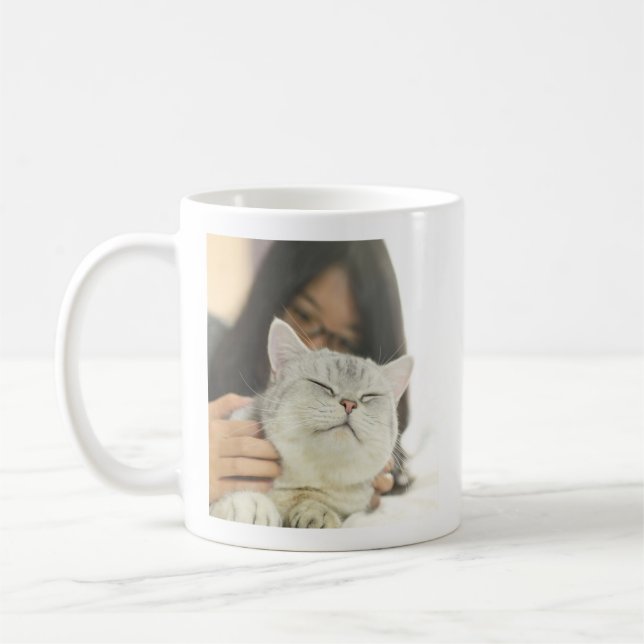 Niedlich Furry Friend Cat Lovers' Foto Tasse (Links)
