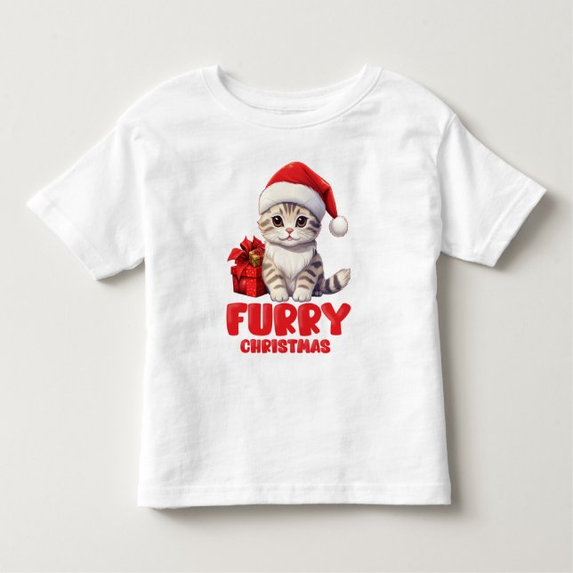 Niedlich Furry Weihnachtskittendesign Kleinkind T-shirt (Vorderseite)