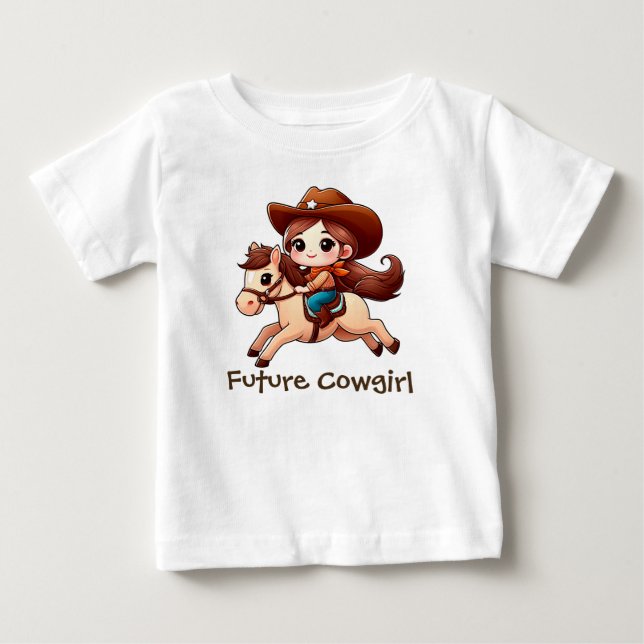 Niedlich Future Cowgirl Baby T-shirt (Vorderseite)