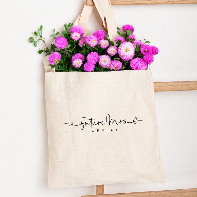 Niedlich Future Mrs. Script Herzring Custom Weddin Tragetasche (Von Creator hochgeladen)