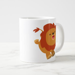Niedlich Gamboling Cartoon Lion Jumbo Tasse