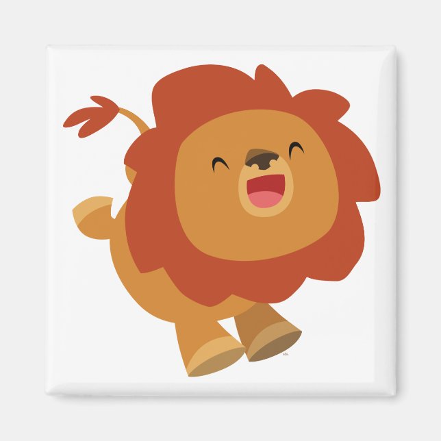 Niedlich Gamboling Cartoon Lion Magnet (Vorne)