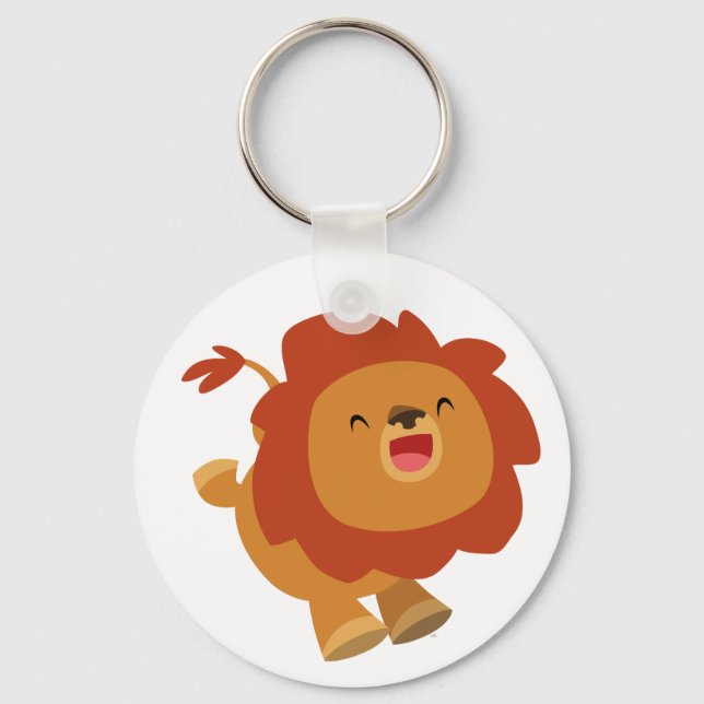 Niedlich Gamboling Cartoon Lion Schlüsselanhänger (Vorderseite)