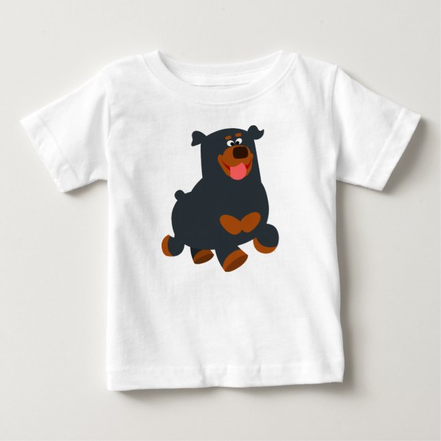 Niedlich Gamboling Cartoon Rottweiler Baby T - Shi Baby T-shirt (Vorderseite)