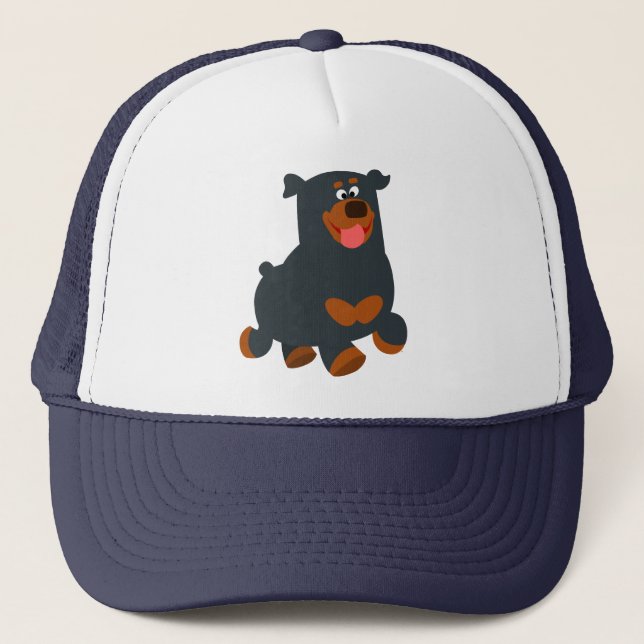 Niedlich Gamboling Cartoon Rottweiler Hat Truckerkappe (Vorderseite)