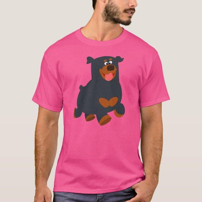Niedlich Gamboling Cartoon Rottweiler T - Shirt (Vorderseite)