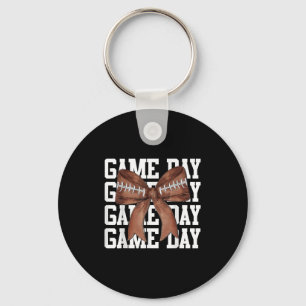 Niedlich Game Day Coquette Bow Football Liebhaber Schlüsselanhänger