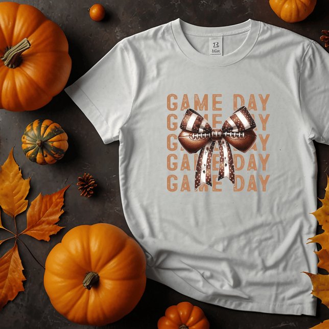 Niedlich Game Day Football T - Shirt mit Bow (Von Creator hochgeladen)
