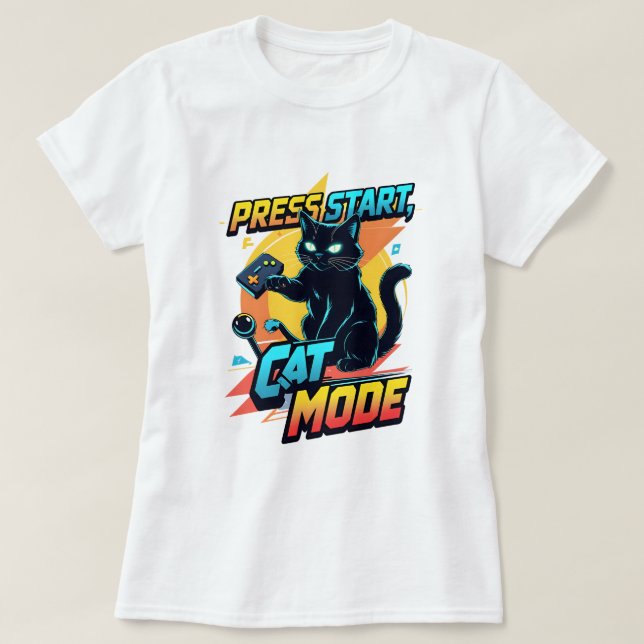Niedlich Gamer Cat | Funny Feline Streamer Kitty T-Shirt (Design vorne)