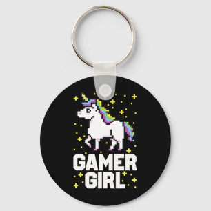 Niedlich Gamer Girl Galaxy Rainbow Unicorn Videosp Schlüsselanhänger