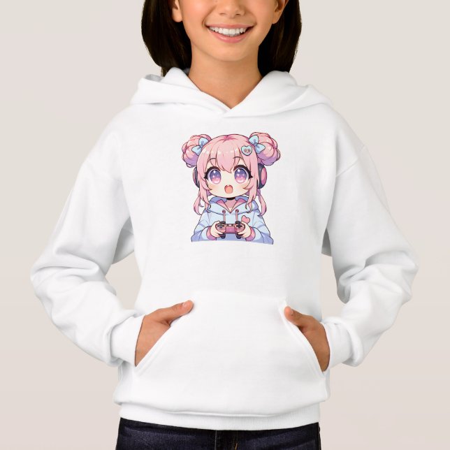 Niedlich Gamer Girl Hoodie (Vorderseite)