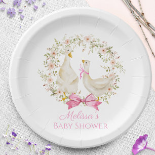 Niedlich Gänseduck Blume Kinderduschmädchen Pappteller