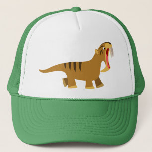 Niedlich Gaping Mouth Cartoon Thylacosmilus Hat Truckerkappe