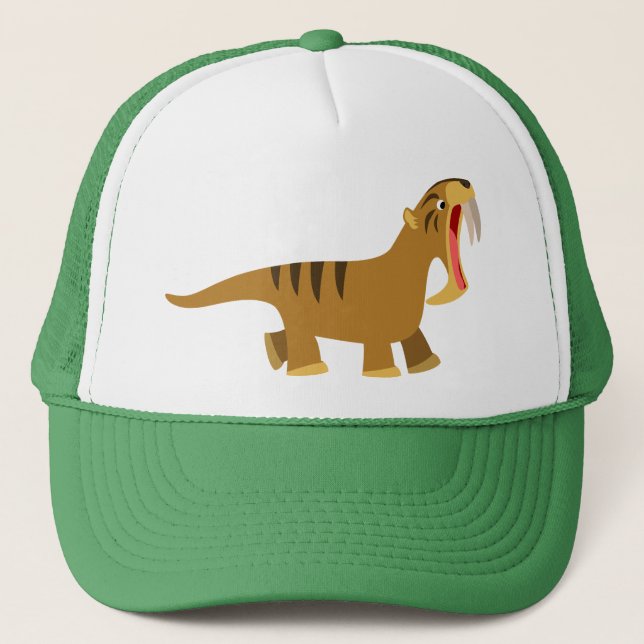 Niedlich Gaping Mouth Cartoon Thylacosmilus Hat Truckerkappe (Vorderseite)