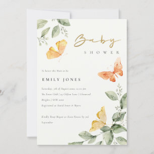 Niedlich Garden Foliage Butterflies Babydusche Einladung