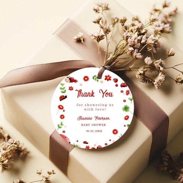 Niedlich Garden kleine Ladybug Babydusche Einladun Geschenkanhänger (Von Creator hochgeladen)
