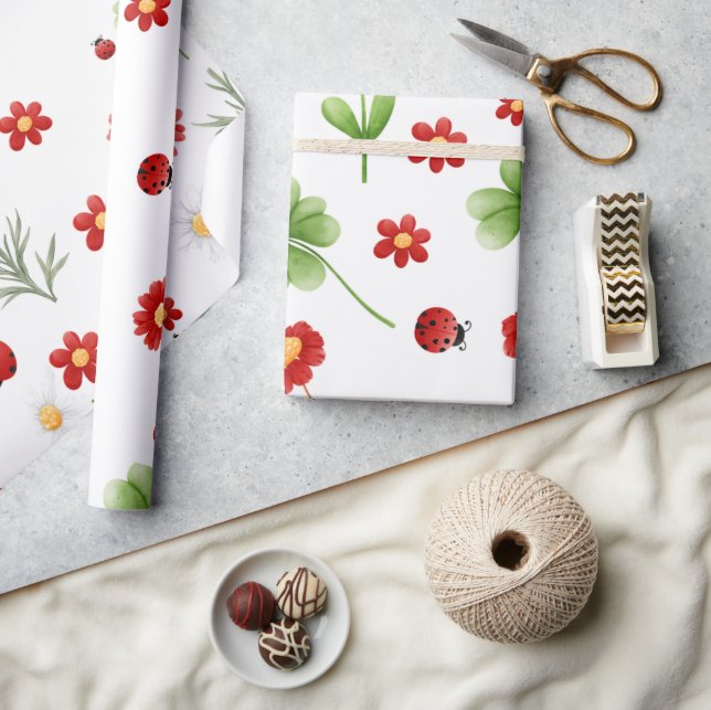 Niedlich Garden kleine Ladybug Babydusche Geschenkpapier (Kunsthandwerk)