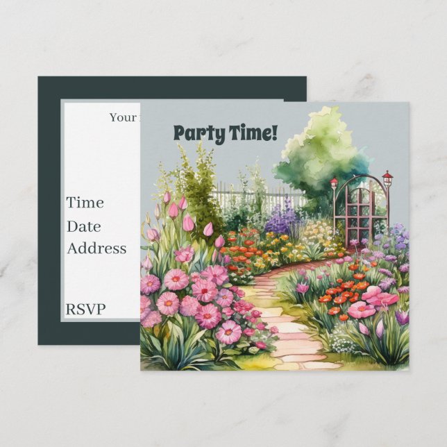 Niedlich Garden Party Liebhaber Einladung (Vorne/Hinten)