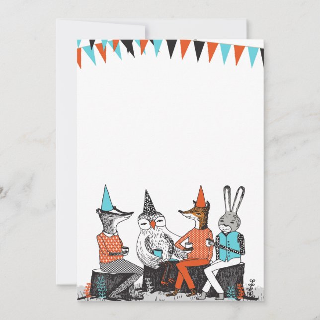 Niedlich Garden Party Tiere Geburtstag Einladung (Vorderseite)