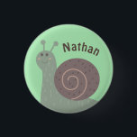 Niedlich Garden Snail Personalisiert Kinder Button<br><div class="desc">Adorable Schnecke Erde tönt personalisierten Kinderknopf.</div>