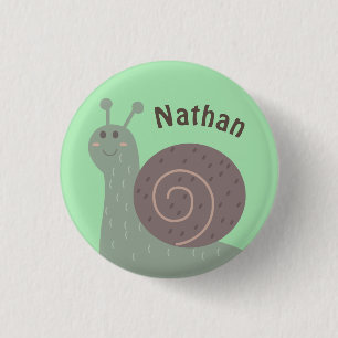 Niedlich Garden Snail Personalisiert Kinder Button
