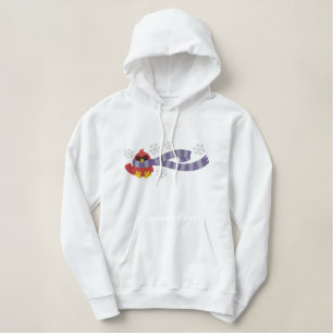 niedlich gebündelt für den Wintervogelbau Bestickter Hoodie