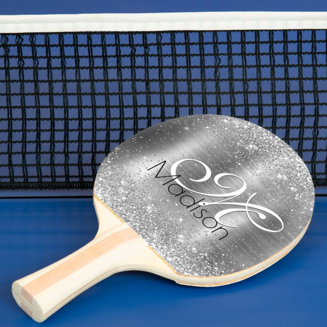 Niedlich gebürstetes Silbersilber-Imitat Glitzer M Tischtennis Schläger (InSitu)