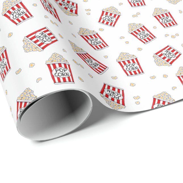 niedlich geflieste Popcorn-Filmliebhaber Geschenkpapier (Rolleneckpunkt)