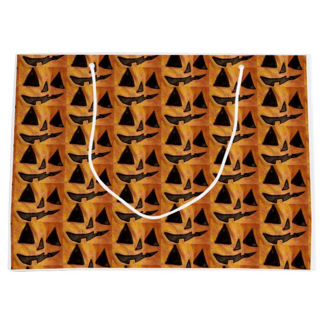 Niedlich gefliester Jack-O-Lantern-Geschenktasche Große Geschenktüte (Vorderseite)
