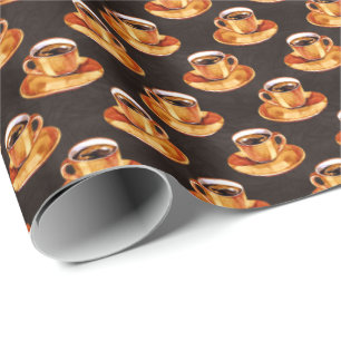 Niedlich gefliester Kaffee Liebhaber Muster Party Geschenkpapier