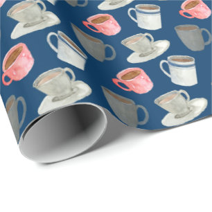 Niedlich gefliester Kaffee Liebhaber Muster Party Geschenkpapier