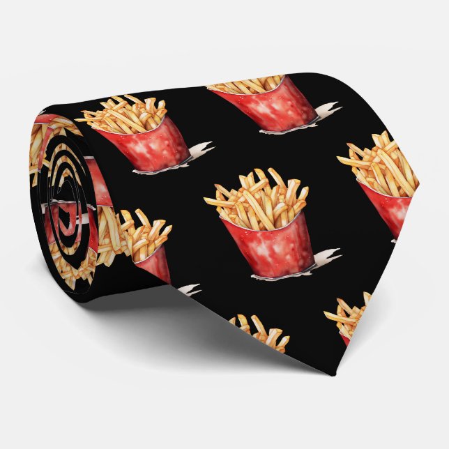 Niedlich gefliester Pommes frites Krawatte (Gerollt)