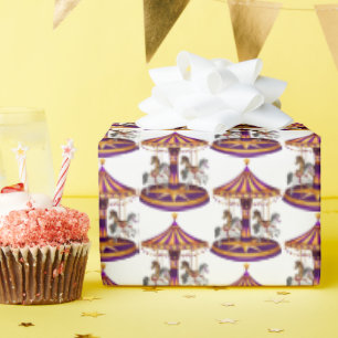 niedlich gefliestes Karussell-Party Geschenkpapier