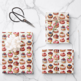 Niedlich gefliestes Mischgebäck Party Geschenkpapier Set