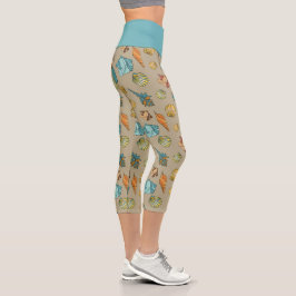 niedlich gefliestes Muschelmuster Capri Leggings