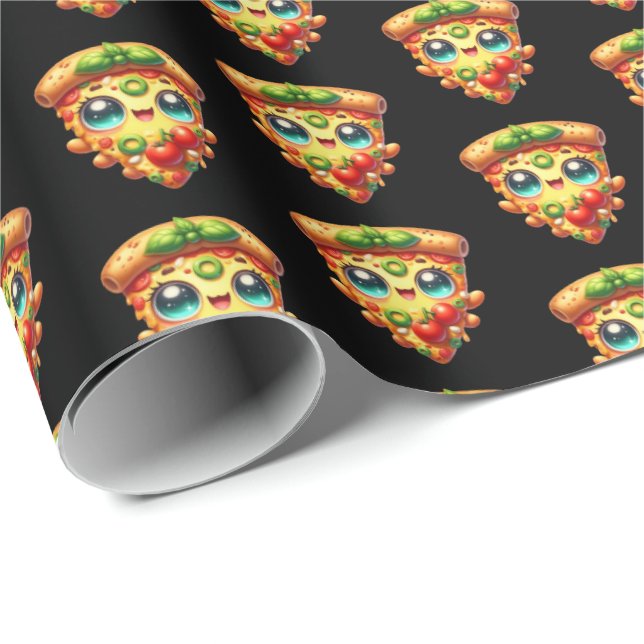 Niedlich gefliestes Pizza-Party Geschenkpapier (Rolleneckpunkt)