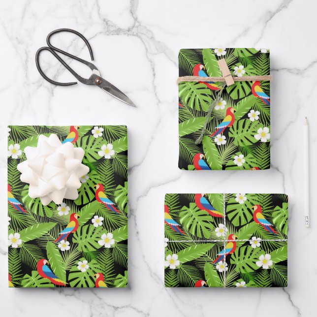 Niedlich gefliestes tropisches Party Geschenkpapier Set (Vorderseite)