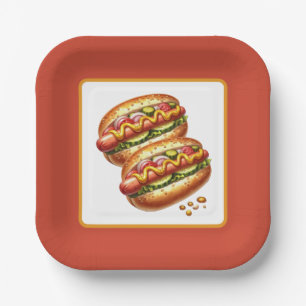 Niedlich gegrilltes Hotdog-Party Pappteller