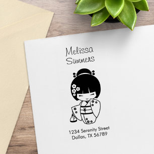 Niedlich Geisha Girl-Adresse Gummistempel