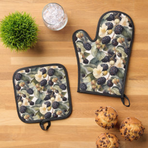 Niedlich gekachelte BlackBerry-Musterfrucht Ofenhandschuh & Topflappen-Set