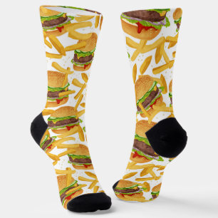 niedlich gekachelte Hamburger mit Pommes frites Socken