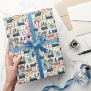 Niedlich gekachelte Hütte Kernhaus Erwärmung Party Geschenkpapier