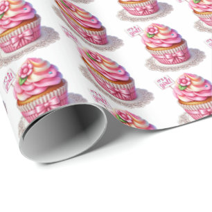 Niedlich gekachelte Mädchen Babyduschkuchen Geschenkpapier