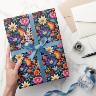 Niedlich gekachelte mexikanische Fiesta-Blume Geschenkpapier