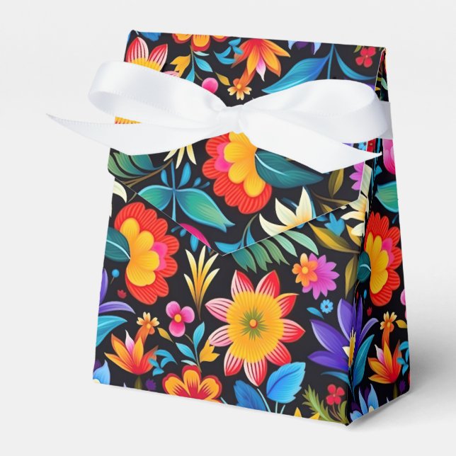 Niedlich gekachelte mexikanische Fiesta-Blume Geschenkschachtel (Vorderseite)